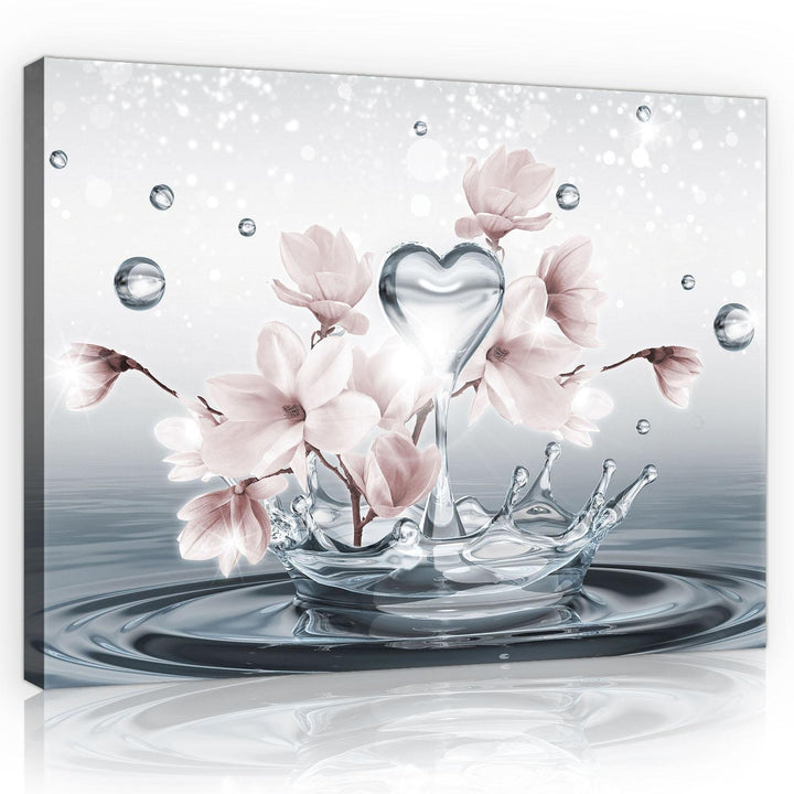 Forwall Bilder Blumen Magnolie Abstrakt 3D Modern Schlafzimmer Wohnzimmer Leinwandbilder Wandbild Ku