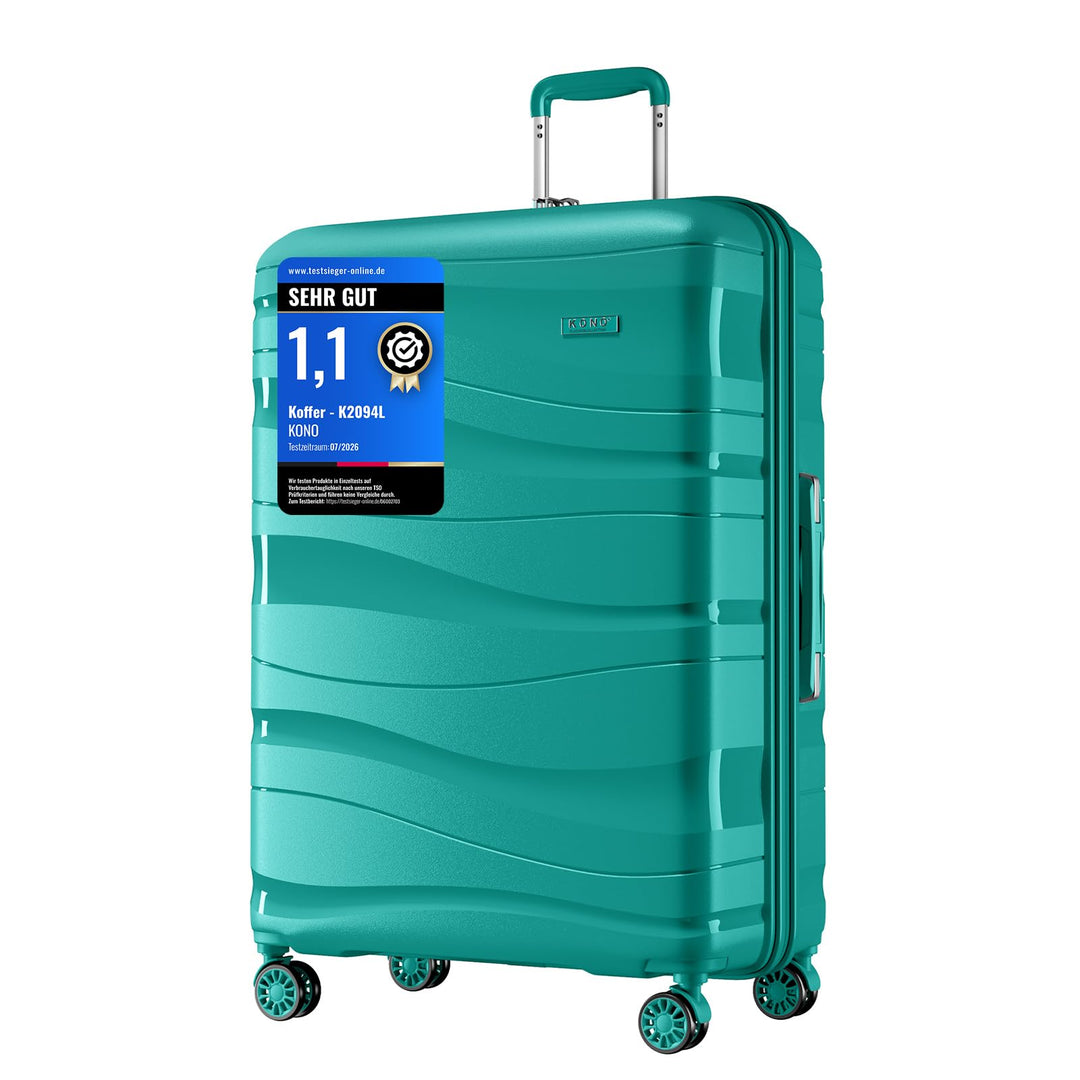 KONO Hartschalenkoffer Gross Leicht Koffer Trolley Reisekoffer mit 4 Rollen und TSA Schloss, 76x50x3