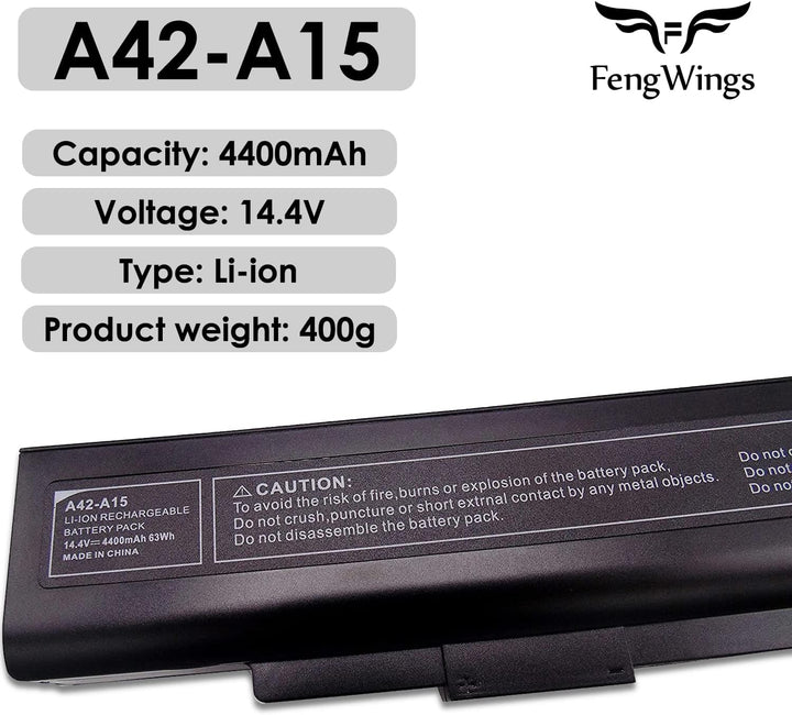 FengWings 14.4V 4400mAh A42-A15 Ersetzen Laptop akku für Medion Akoya E6222 E7219 MD97874 MD97877 MD