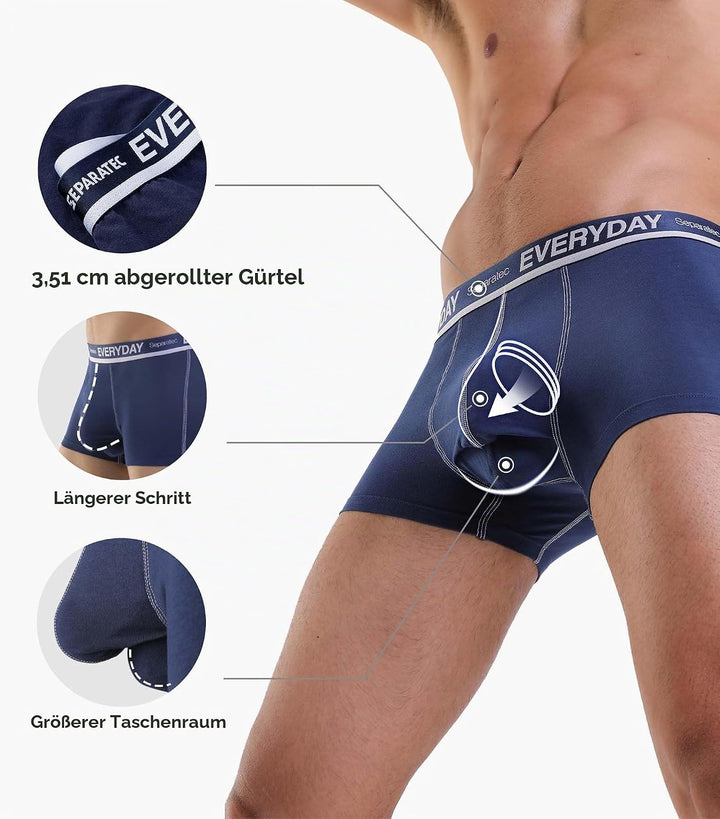 Separatec Herren Boxershorts 7er Pack Doppelbeutel Dual Pouch, Baumwolle Unterhosen Männer, Stretcke