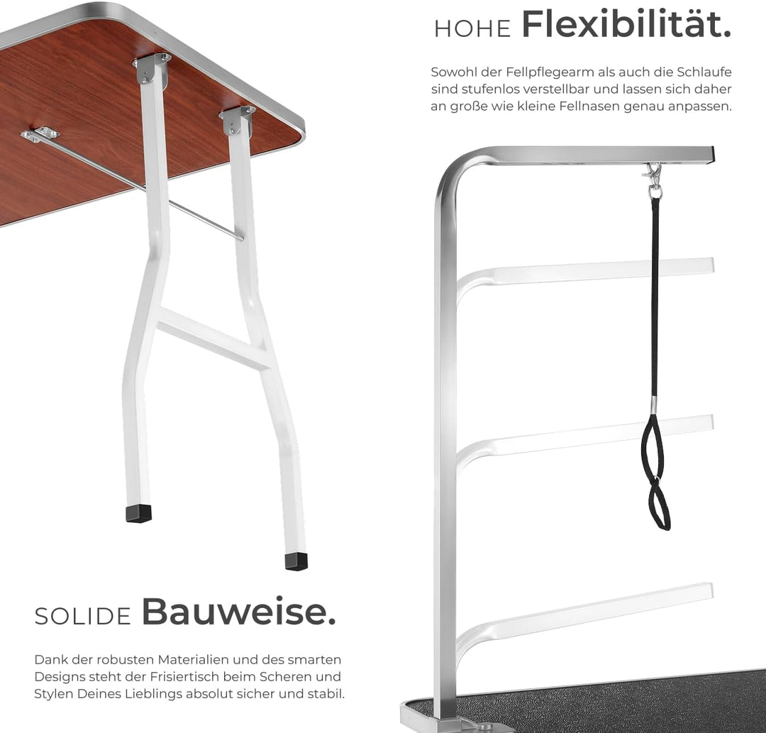 TecTake 800673 Trimmtisch für Hunde/Katzen mit höhenverstellbarem Galgen, Klappbar, mit kratzfester