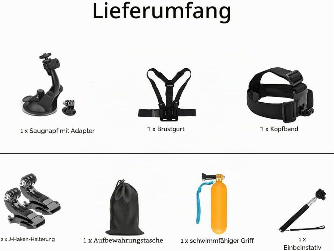 D&amp;F 10-1 Sport Kamera Zubehör Kit für Gopro Hero 7/6/5/4 / Hero (2018) SJCAM YI Crosstour AKASO Camp