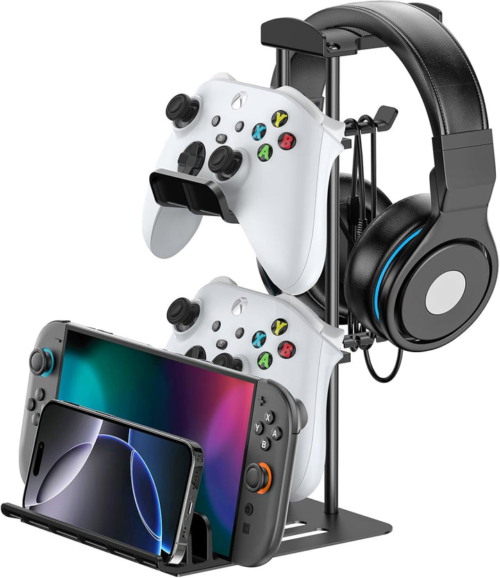 KDD Gaming Headset Ständer, Controller Halter & Kopfhörer Halterung Tisch, Headphone Stand mit Alumi