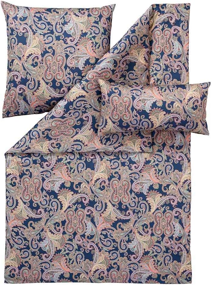 ESTELLA Mako-Satin Bettwäsche Ornelio Marine 135x200 cm + 80x80 cm + 40x80 cm, 135x200 cm + 80x80 cm
