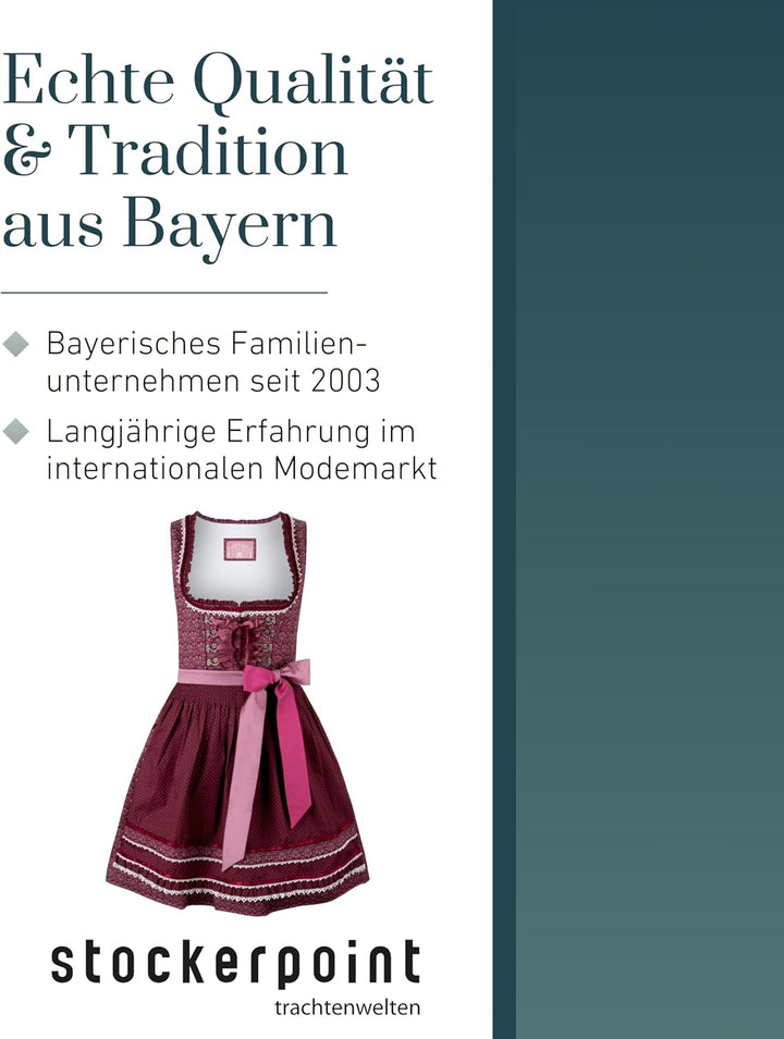 Stockerpoint Damen Dirndl Kim Kleid für besondere Anlässe 36 Bordeaux, 36 Bordeaux