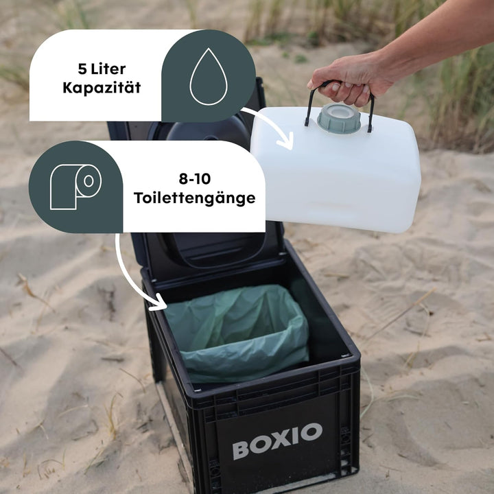 BOXIO Toilet Plus - Trenntoilette mit Starter Kit, Mobile Camping Toilette 40 x 30 x 28 cm inkl. 2x