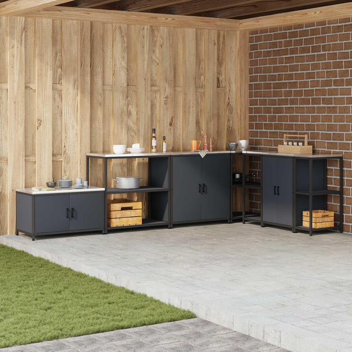 vidaXL Küchenaufbewahrung mit Regal Anthrazit 90 x 50 x 92 cm Stahl, Moderne Küchenlagerung, rechtec