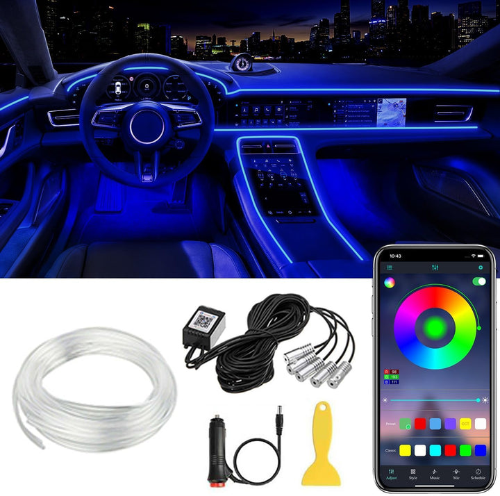 Sunshine smile Innenbeleuchtung Auto,6M/5 in 1 RGB Innenraumbeleuchtung,12V Led Atmosphäre Licht ,Ap