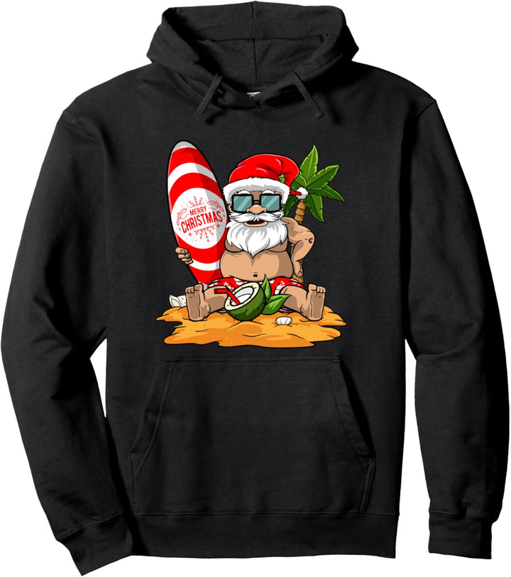 Weihnachten im Sommer lustiges Santa Hawaiian Beach Surfen Pullover Hoodie