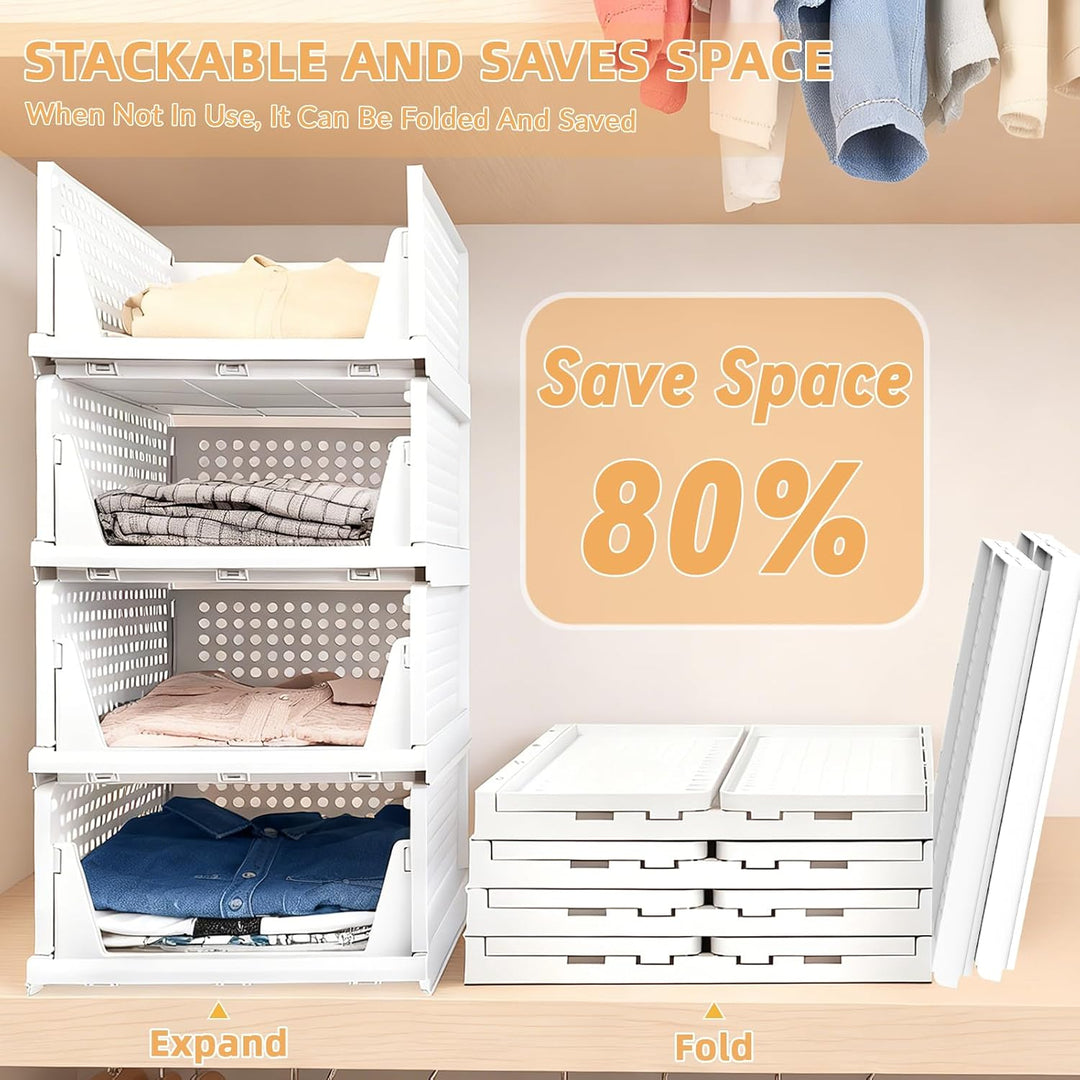 4 Pack Stapelbar Schrank kleiderschrank Organizer | Faltbare Organizer, Ausziehbar Faltbare Ordnungs