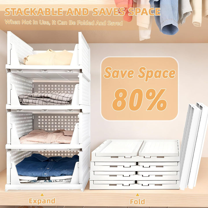 4 Pack Stapelbar Schrank kleiderschrank Organizer | Faltbare Organizer, Ausziehbar Faltbare Ordnungs