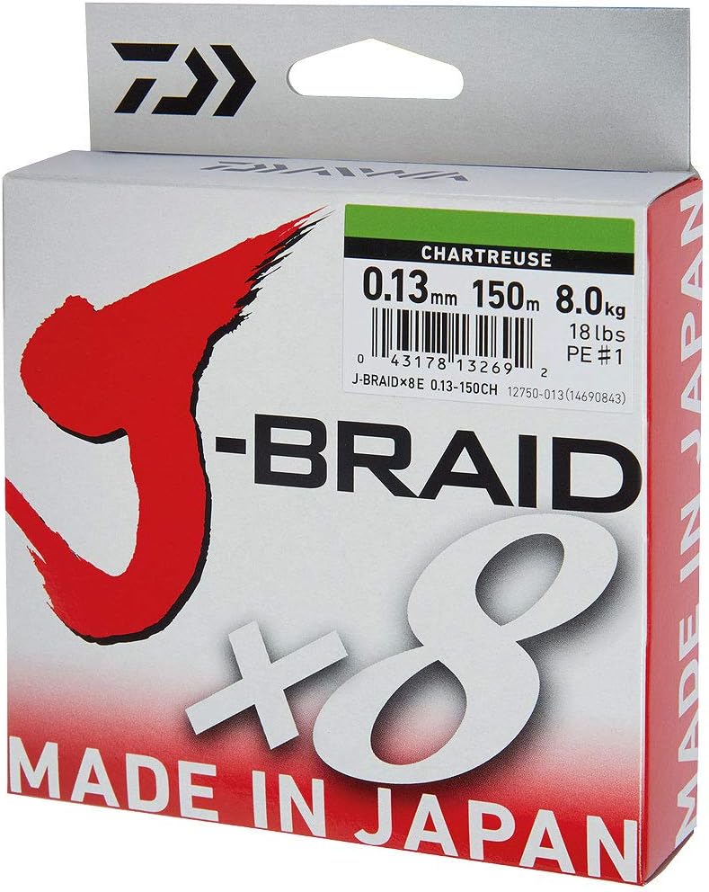 Daiwa J-Braid 8 Braid 300m Multicolor - geflochtene Angelschnur Dm: 0,18mm, Dm: 0,18mm