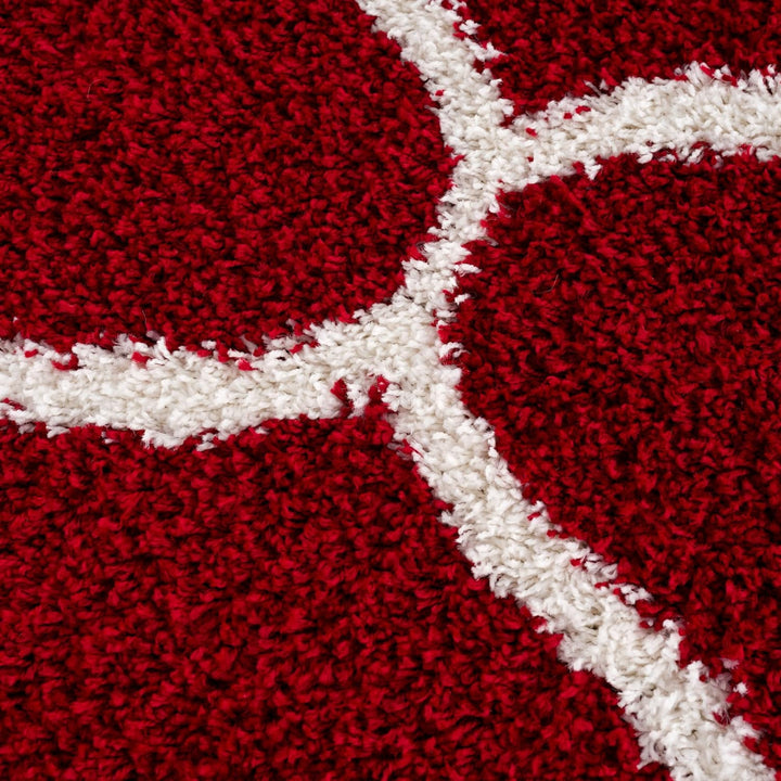 SANAT Madrid Shaggy Teppich Rund - Hochflor Teppiche für Wohnzimmer, Schlafzimmer, Küche - Rot, Grös