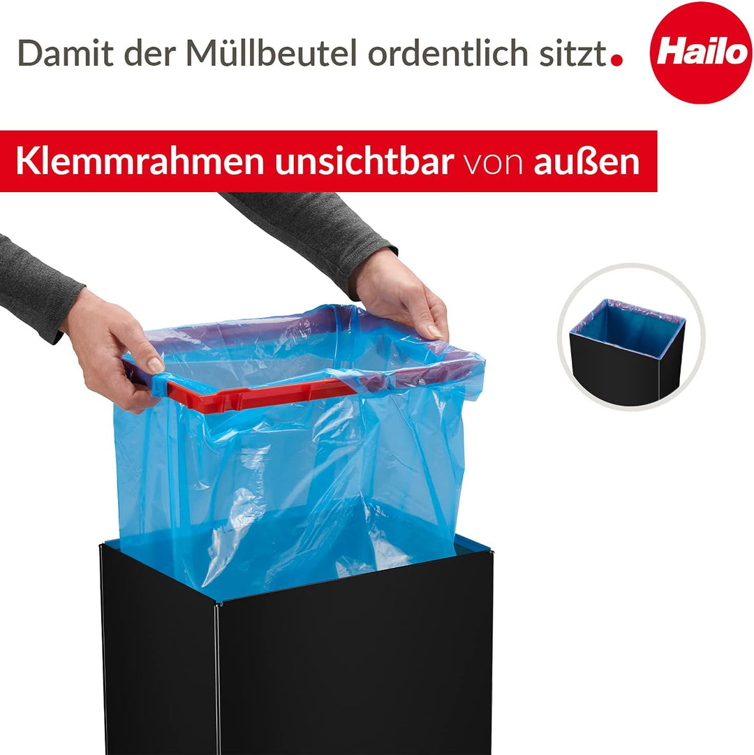 Hailo Big-Box Swing XL Mülleimer - 1 x 52 Liter - selbstschliessender Schwingdeckel - Stahlblech - M