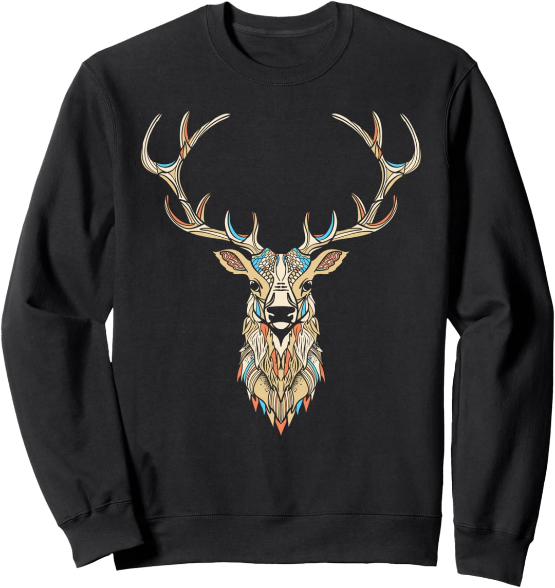 Elk Head / Face Artistic Illustration Graphic Sweatshirt