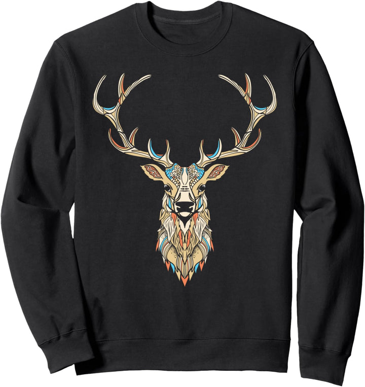 Elk Head / Face Artistic Illustration Graphic Sweatshirt