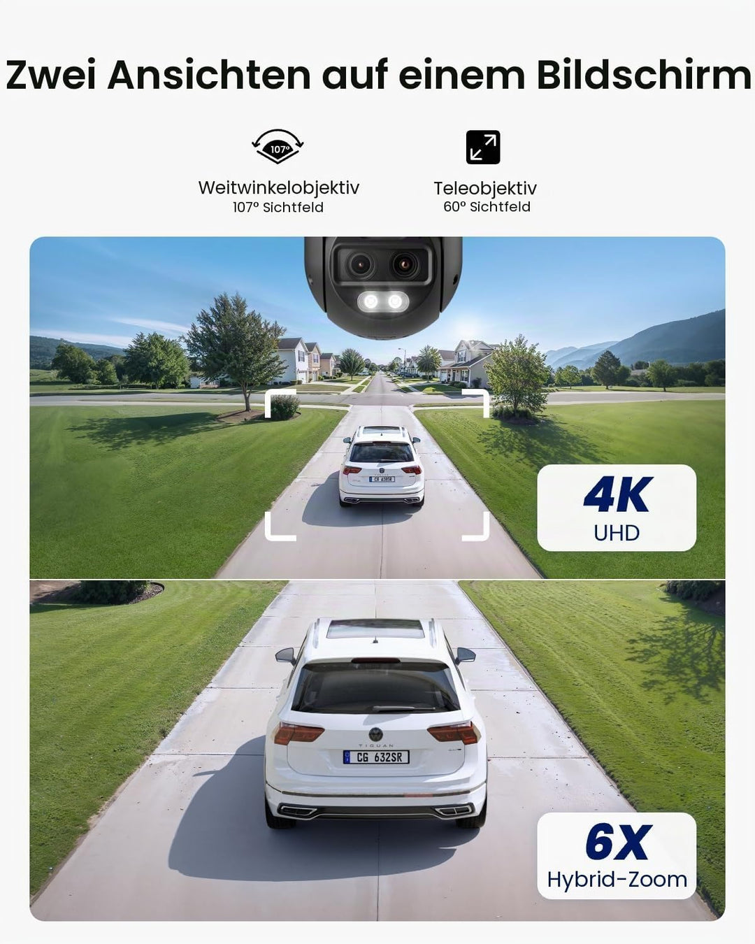Reolink 4K 8MP Wi-Fi 6 PTZ Überwachungskamera Aussen WLAN mit Auto-Tracking-Zoom, Dual-Objektiv, Dua