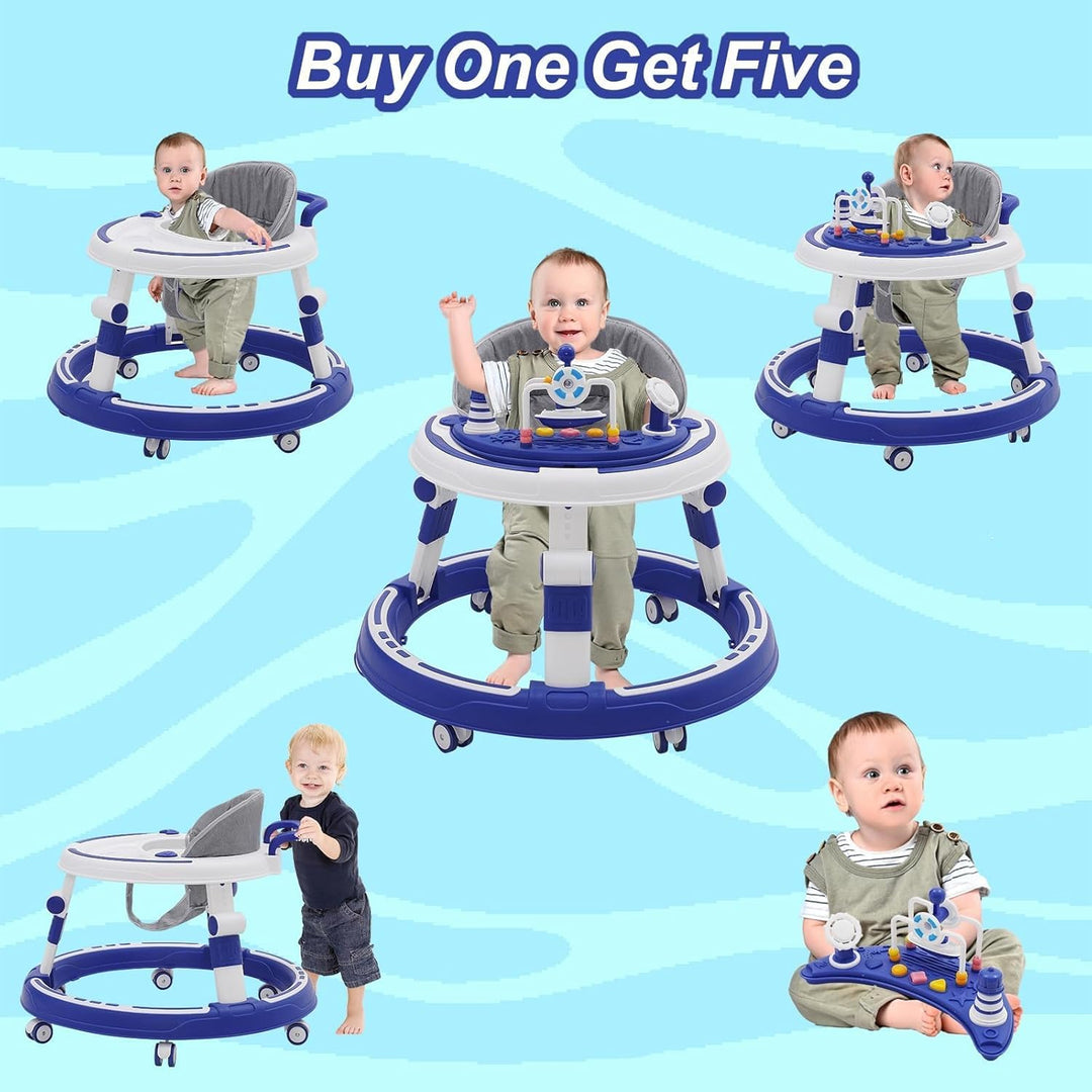 Lauflernhilfe Baby Walker 5 in1,mit Spielset & Bodenmatte Abnehmbares Tablett und Spielzeug,Faltbare