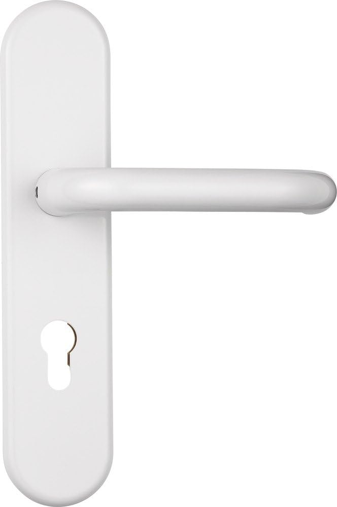 ABUS Tür-Schutzbeschlag KLZS714 W weiss mit Zylinderschutz & beidseitigem Drücker rund, 12237 Weiss