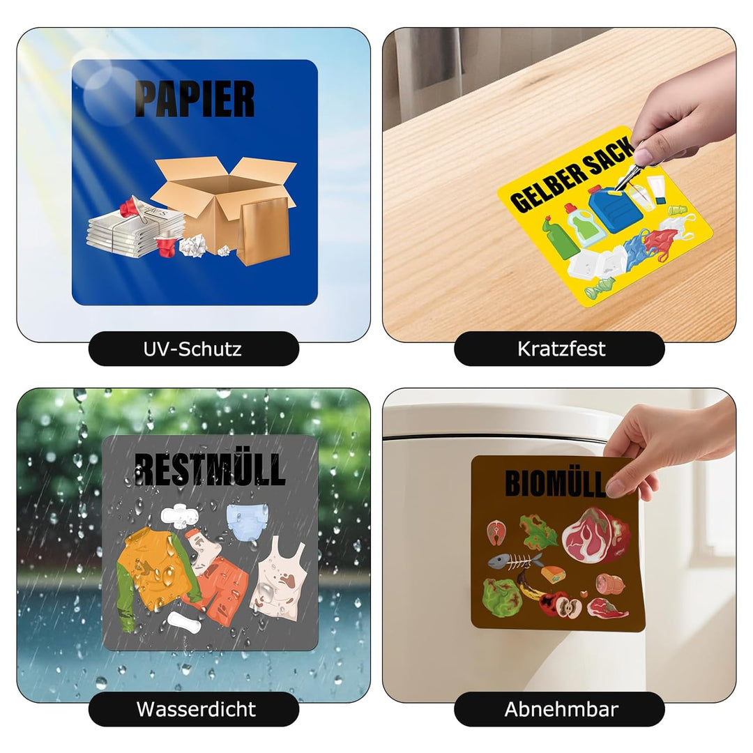 Recycling Mülleimer Aufkleber 15 x 15 cm Vinyl Abnehmbar Wasserdicht Selbstklebend für Startseite Bü