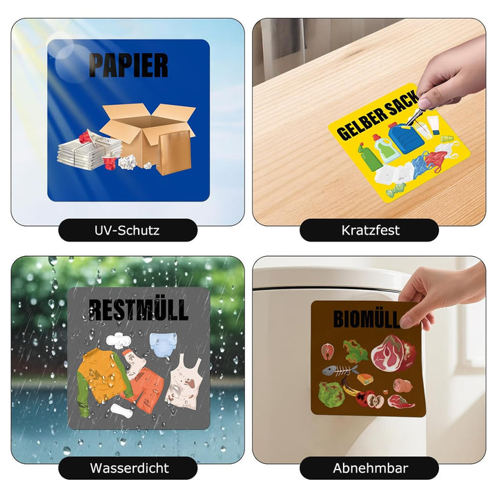 Recycling Mülleimer Aufkleber 15 x 15 cm Vinyl Abnehmbar Wasserdicht Selbstklebend für Startseite Bü