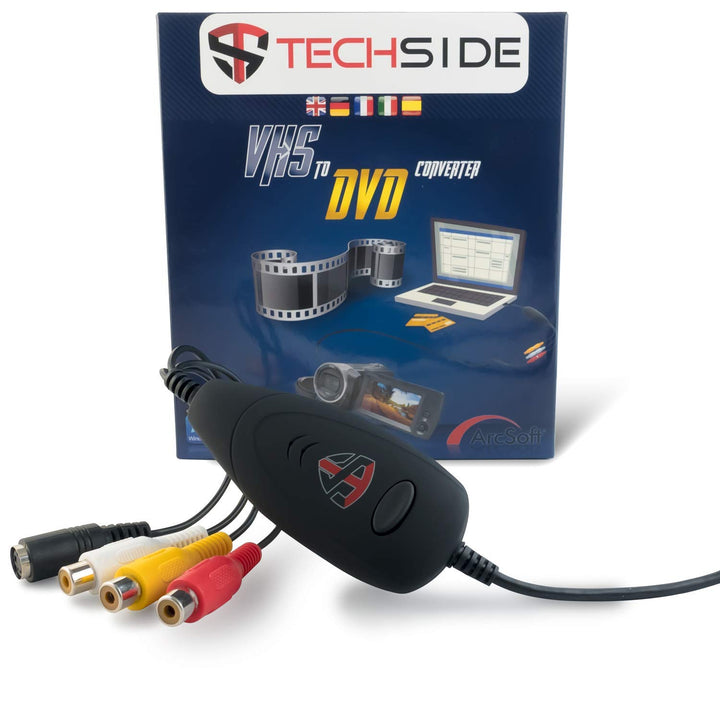 TechSide Complete Analog-Digital-Wandler (Scart-Adapter + Cinch-Kabel) 2024 | Kompatibel mit Windows