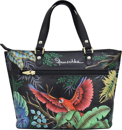 Anuschka Women's Echtleder Medium Tote - Handbemalte Handwerkskunst Rainforest Beauties, Rainforest