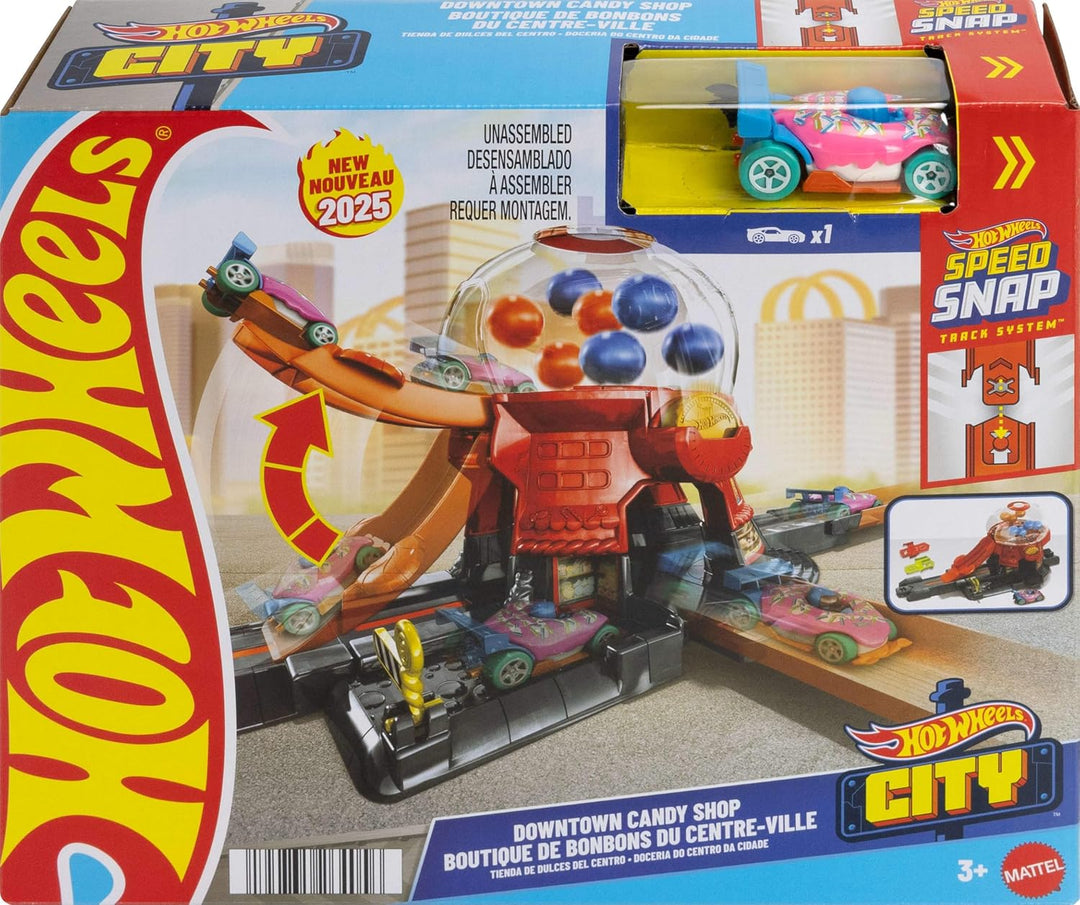Hot Wheels Spielzeugauto Trackset, Kaugummiautomat-Spielset im Massstab 1:64 mit Die-Cast-Auto in Do