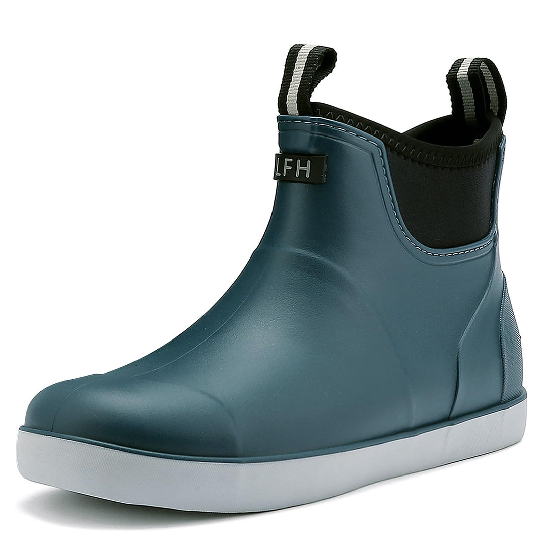 Jesindr Gummistiefel Herren, Protective Wasserdicht Anti-Rutsch Stiefeletten, Atmungsaktiv Schwarz C