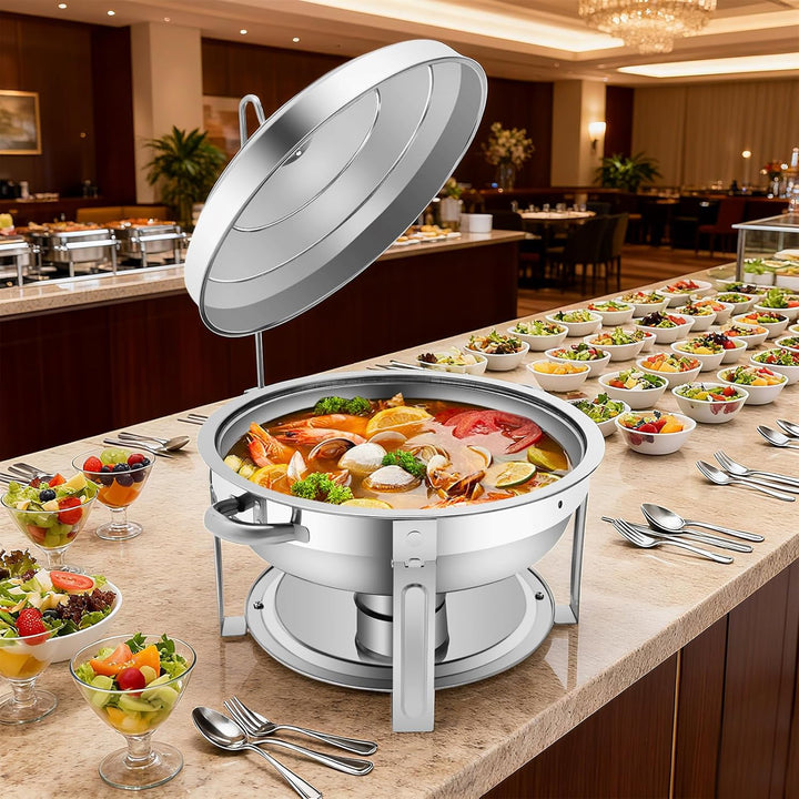 7.5 L Edelstahl Chafing Dish Buffet Set Edelstahl Rund Speisenwärmer Wärmebehälter Suppentopf mit Br
