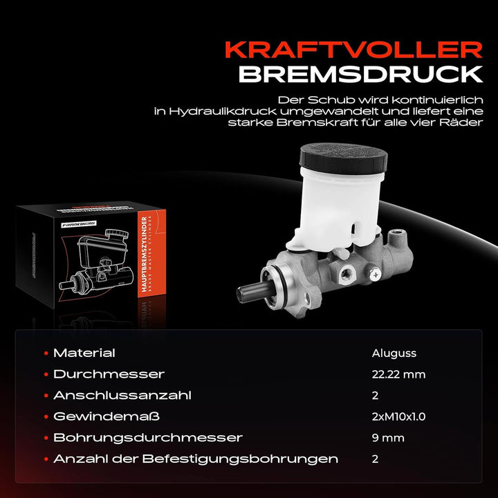 Frankberg Hauptbremszylinder Kompatibel mit Rio Schrägheck DC 1.3L-1.5L Benzin 2000-2005 Replace# 0K