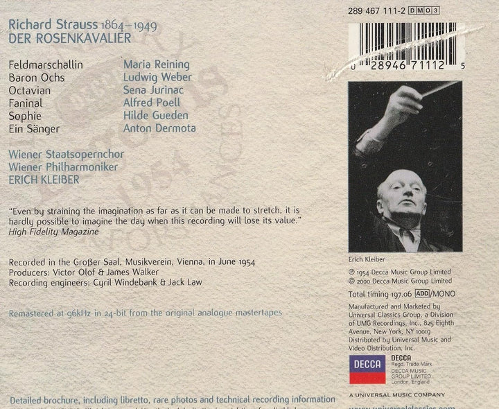 Richard Strauss: Der Rosenkavalier (Gesamtaufnahme), Audio-CD