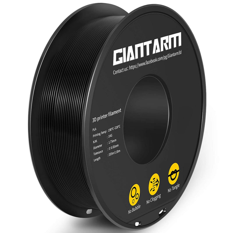 PLA Filament 1.75mm, GIANTARM 3D Drucker Filament PLA Schwarz 1kg Spool A-schwarz, A-schwarz