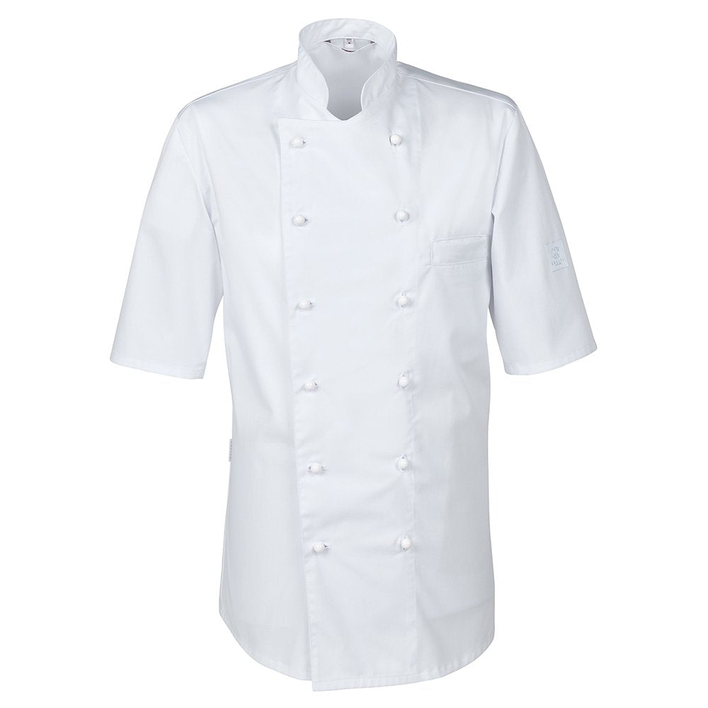 Greiff Gastro Moda Cuisine Herren Premium-Kochjacke Kurzarm Regular-Fit S Weiss, S Weiß