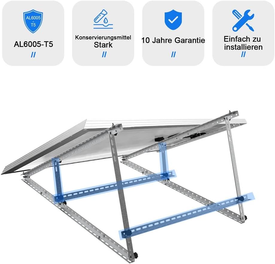 Verstärkte Solarpanel-Halterung Aluminium Verstärkte Balkon-Kraftwerkshalterung 118CM Montagewinkel