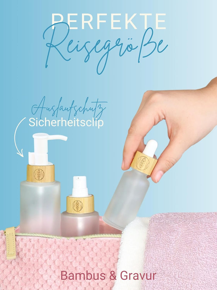 Wachsmann Sprühflasche &amp; Pumpspender zum Befüllen aus Matt-Glas, 30ml, 100ml, 150ml, Pipettenflasche