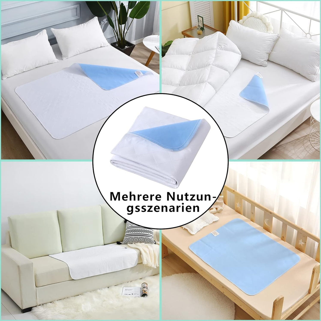 Aimtton 2 Stück Inkontinenzunterlage Waschbar 70 × 90 cm Saugvlies Matratzenauflage wasserdicht und