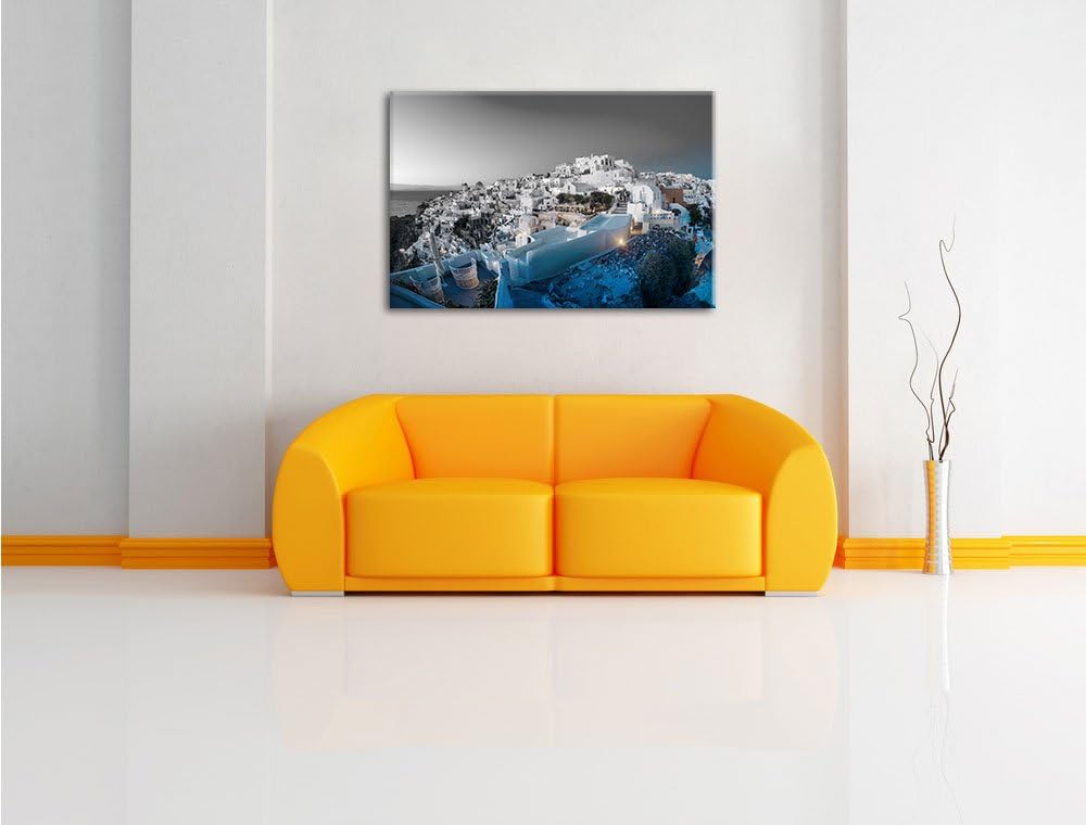 Pixxprint Oia Dorf Santorin als Leinwandbild/Grösse: 100x70 cm/Wandbild/Kunstdruck/fertig bespannt,