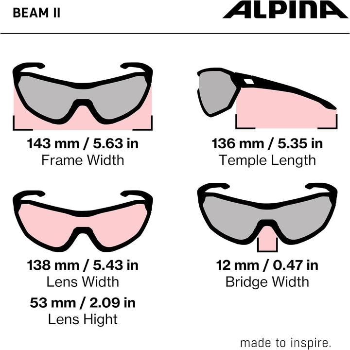 ALPINA BEAM II - Verspiegelte und Bruchsichere Sonnenbrille Mit 100% UV-Schutz Für Erwachsene Einhei