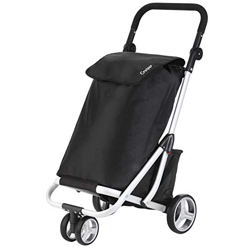 Cruiser Einkaufswagen 59 Liter mit 14 ltr Kuhltasche - 3 räder Einkaufstrolley (schwar) Schwarz, Sch