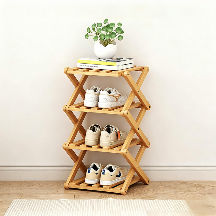 Schuhregal Platzsparend, Faltbares Schuhregal, 4 Ebenen, tragbar, ohne Installation, Schuhorganizer