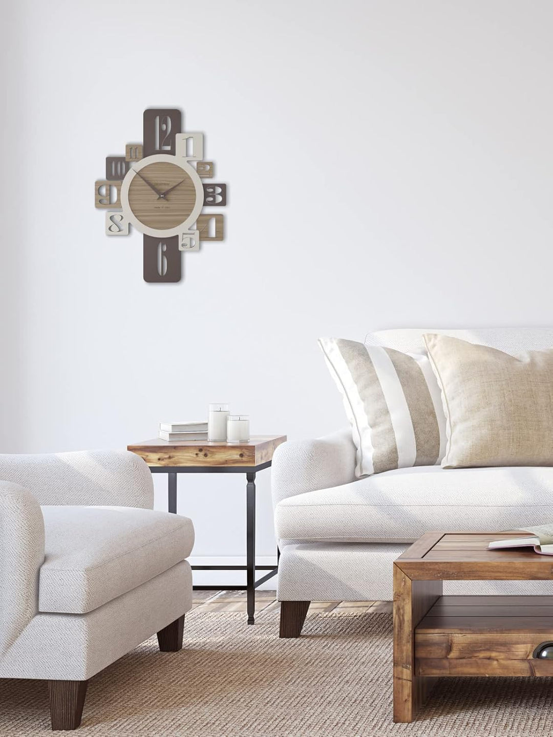 CalleaDesign 35 cm Onyx Wanduhr aus Canaletto Walnuss, Canaletto Walnuss