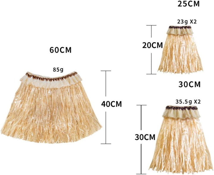 5stücke Hawaiianisches Bastrock-Set Für Erwachsene Mit Armbändern Und Beinstulpen Kostümzubehör Für