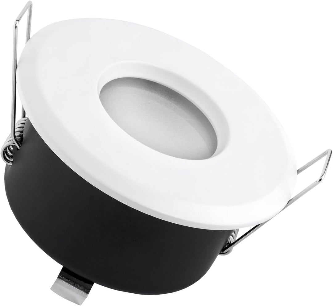 linovum extra flacher Deckenspot in rund weiss inkl. LED Modul 4W warmweiss - Einbaustrahler IP65 Wa
