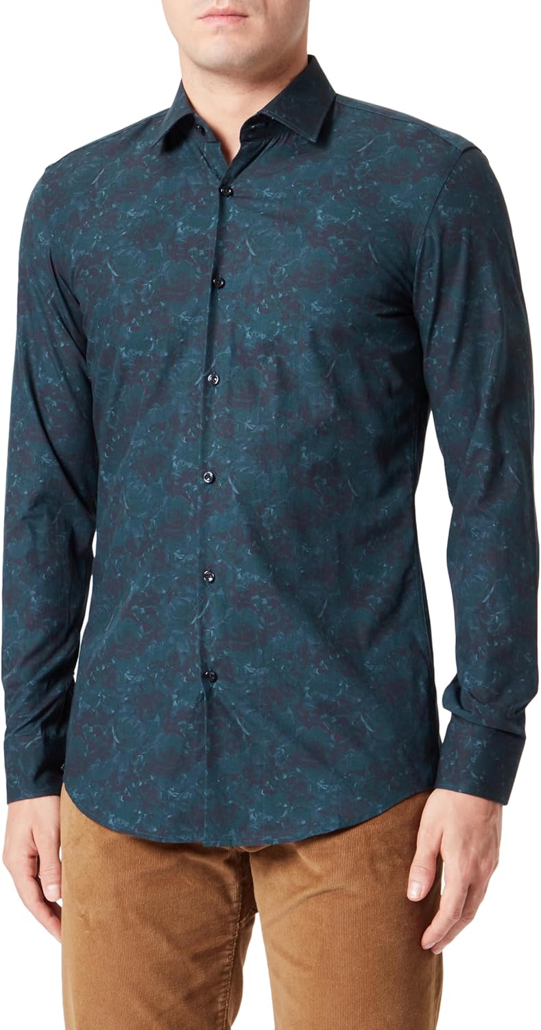 HUGO Herren Kenno Shirt 42 Dark Green302, 42 Dark Green302