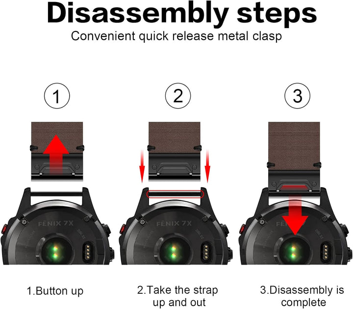 Armband für Garmin Fenix 7X, 26mm Echte Leder Ersatzarmband Quick-Fit Uhrenarmband für Garmin Fenix