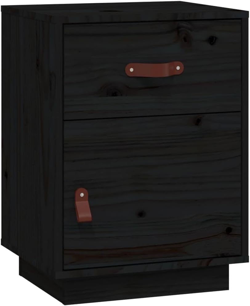 FIRBNUS Bedside Table Nachtkonsole Beistelltisch mit Stauraum Night Stand Nachttische 2er Set Schwar