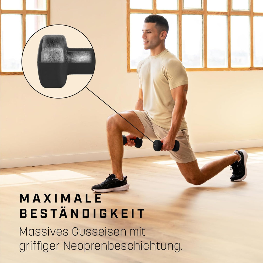 Neopren Hanteln Set - Inkl. Fitnessposter mit 32 Übungen, schweissabweisendes Kurzhanteln 2er Set au