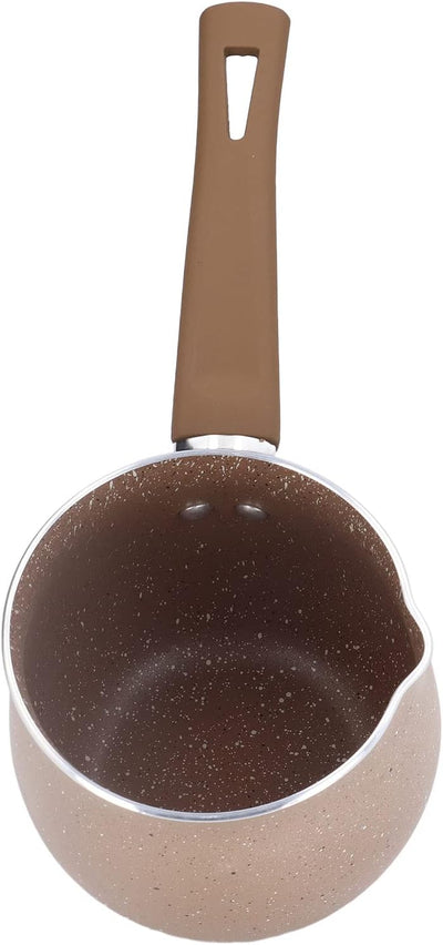 Milchpfanne, 10 Cm Durchmesser Antihaft-Kochtopf mit Ausgieöern Aluminiumlegierung Topf mit Emaillie