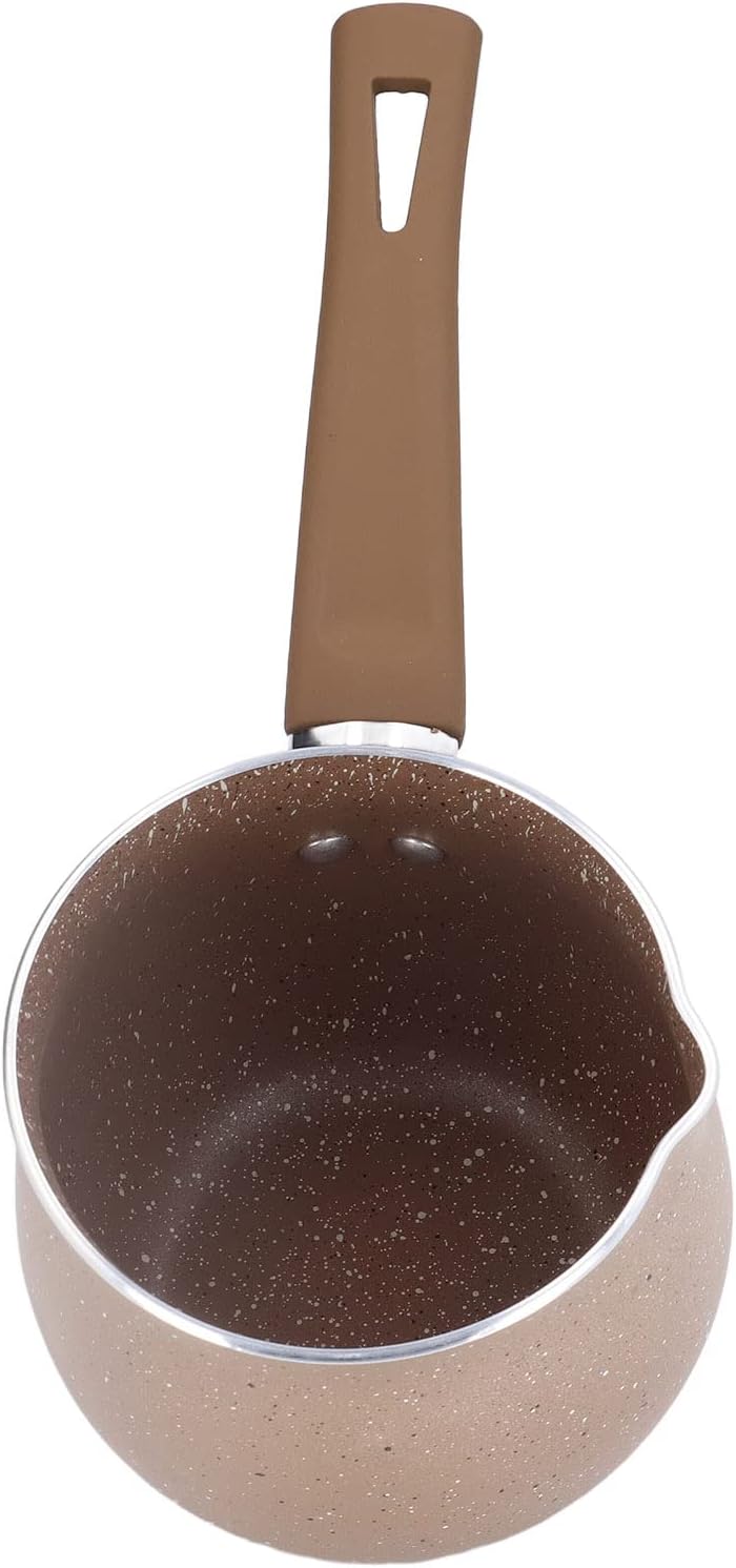 Milchpfanne, 10 Cm Durchmesser Antihaft-Kochtopf mit Ausgieöern Aluminiumlegierung Topf mit Emaillie